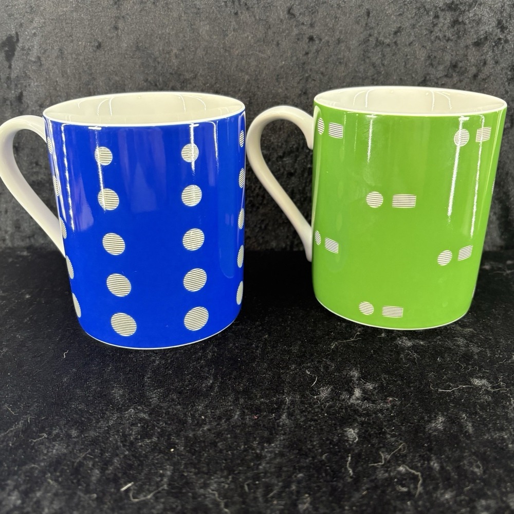 Mikasa Cheers Mug Lot Of 2 Blue And Green‎ Dot